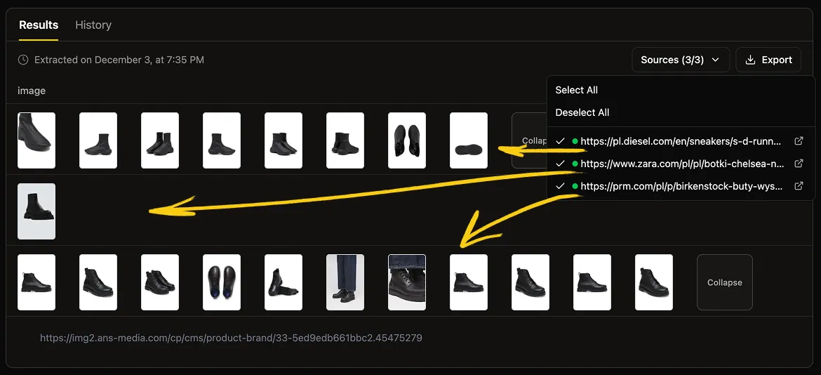 scrape images from multiple websites