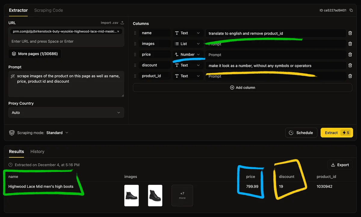 scrape images from multiple websites with columns