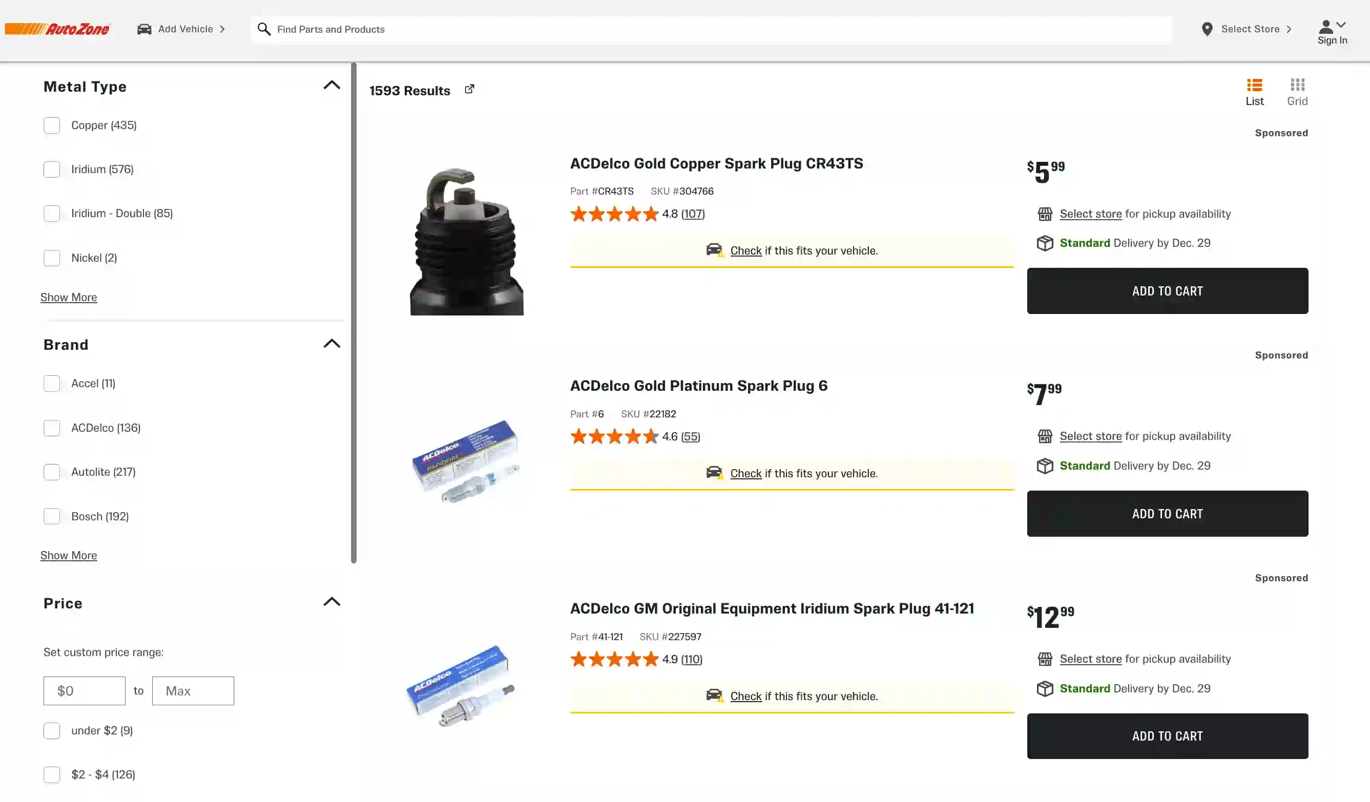 Autozone Scraper Listing