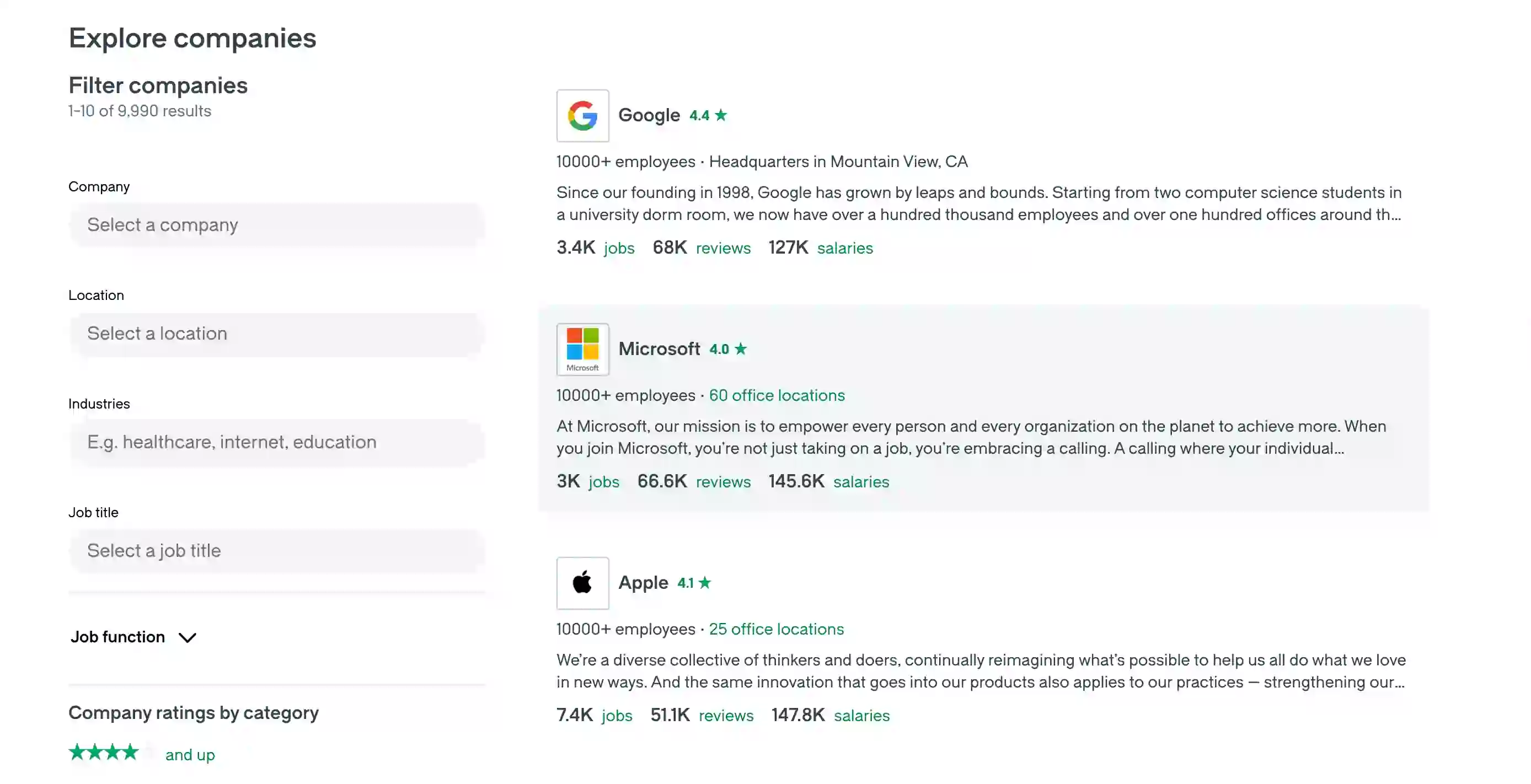 Glassdoor Scraper Companies